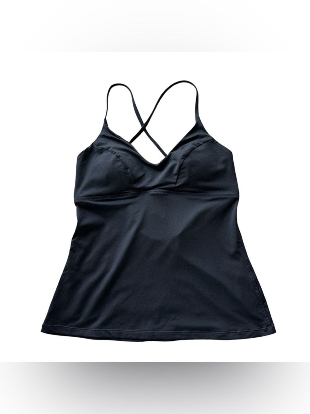 Athleta Women’s Black Tankini Top Size Large Crisscross Back Tie Swim Top